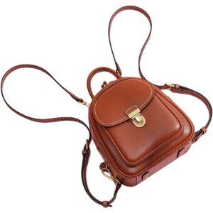 Small leather backpack purse women mini crossbody shoulder bag cowhide handbag